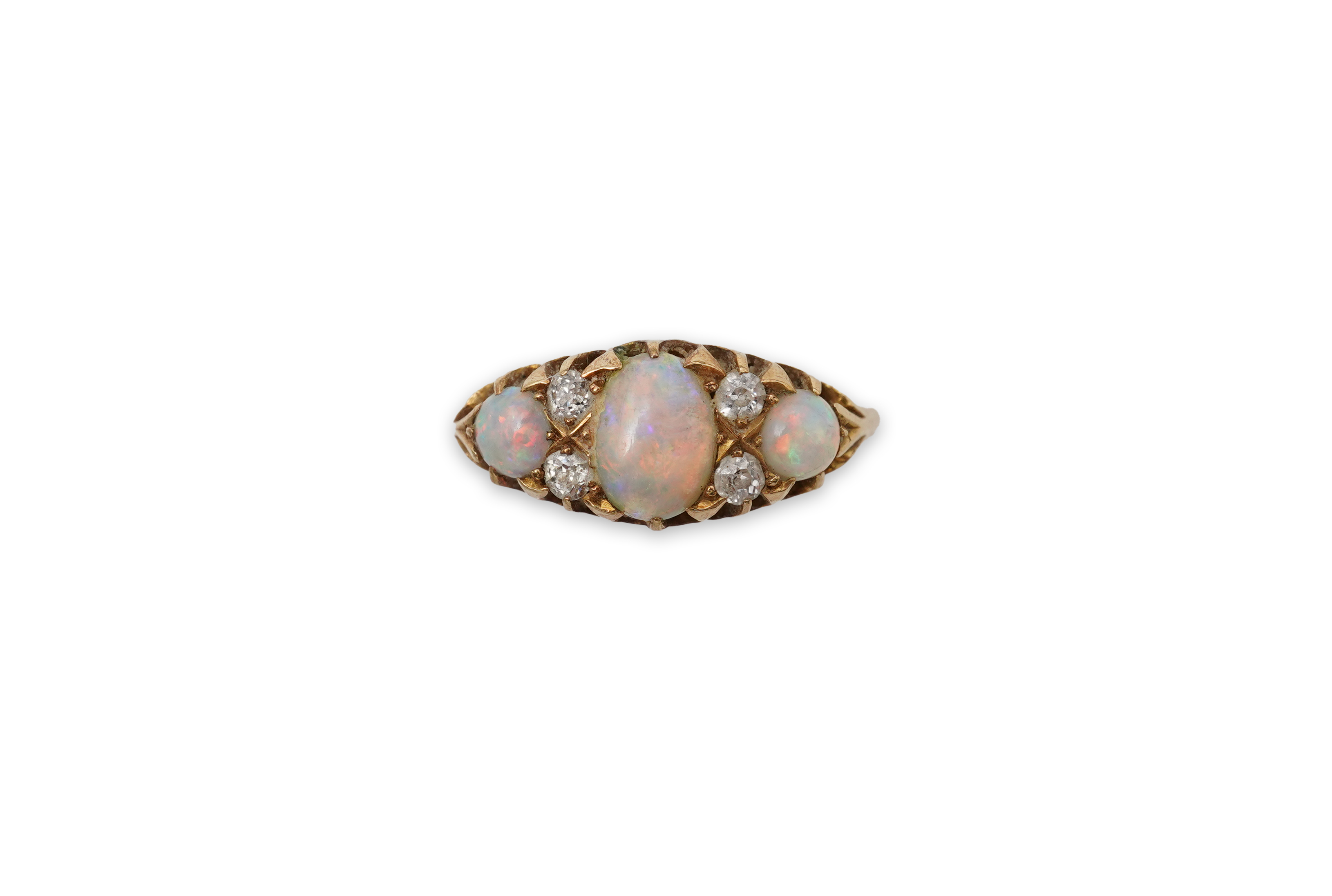 An Edwardian opal and diamond ring, circa 1904